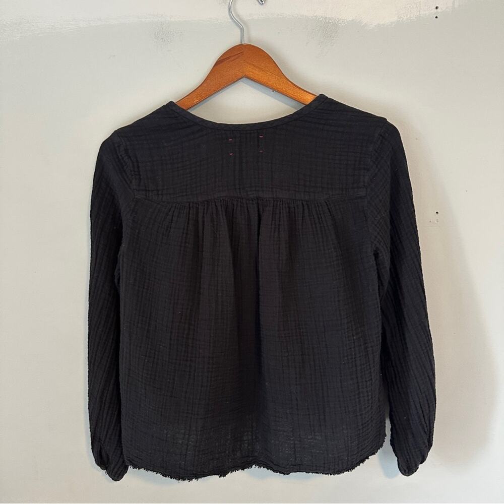 XiRENA Cotton Gauze V-Neck Popover Top Black XS - Picture 7 of 8